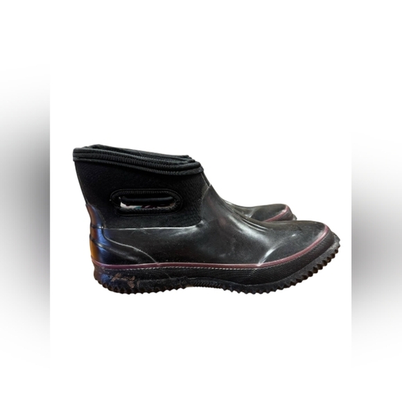 Portofino Rubber Ankle Boots Slip On Black Floral Size 40/8 EUC - Picture 4 of 8